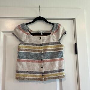 Madewell Texture and Thread Women's‎ Cotton Capsleeve Top Stripes Size XS